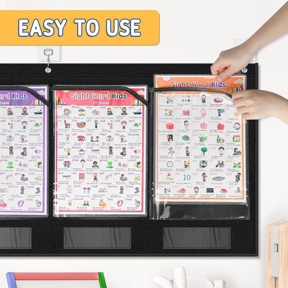 Wall Mounted Horizontal Storage Pocket Chart Reusable Homework Storage Pocket Chart  Homeschool Use