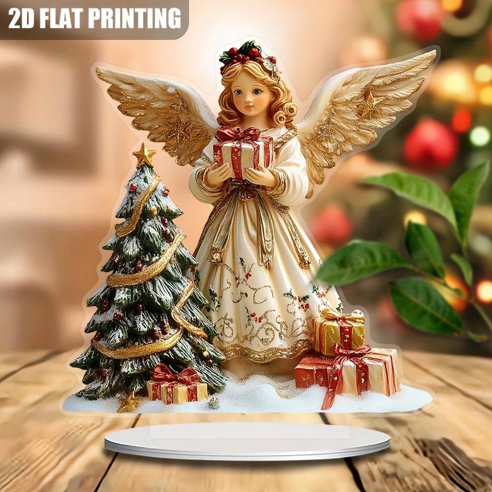 Christmas Angel Girl Acrylic Plate 7in 2D Decorative Home Office Garden Piece Multi-functional Artwork Base Gift