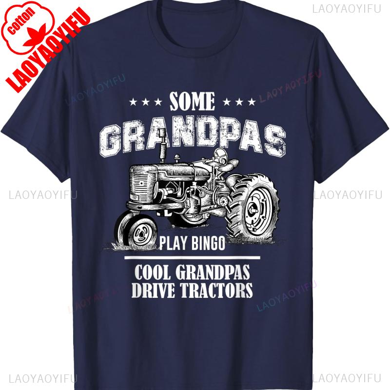 Some Grandpas Popular Play Bingo Cool Drive Vintage Tractors Gift Printed Tshirt Tops Commuter Allmatch Regular Short Sleeve