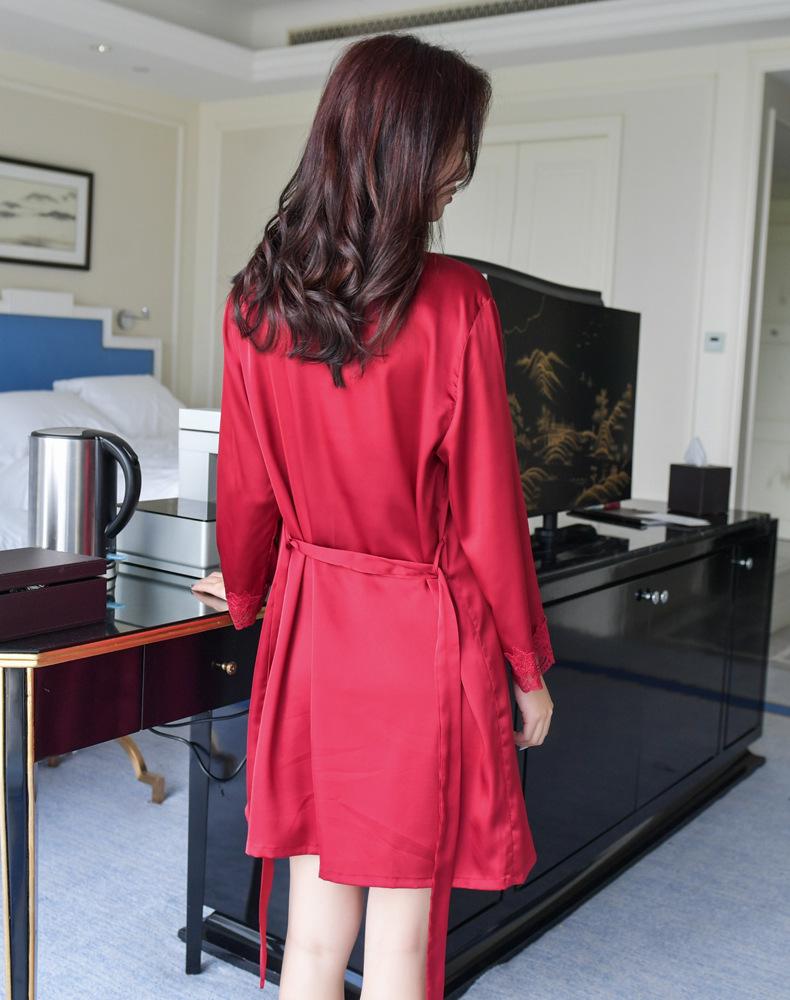 New Lace Silk Women's Two-Piece Nightgown & Robe Set – Long Sleeve, Sexy Summer Pajamas