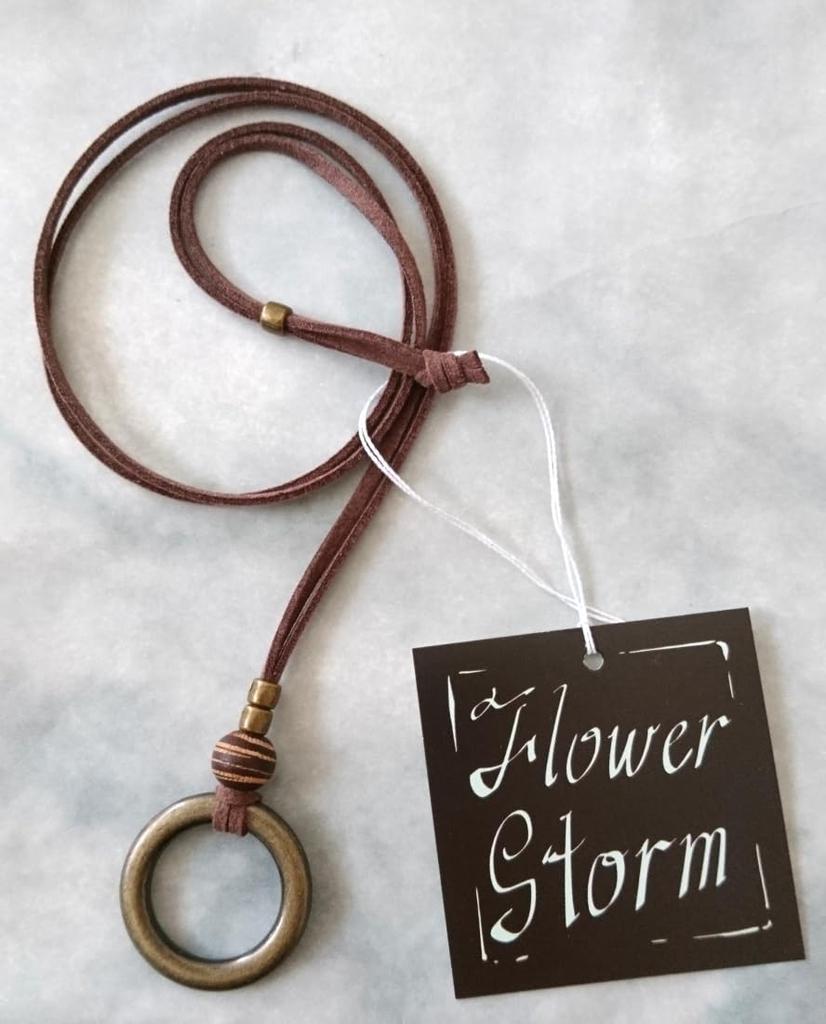Leather Necklace Chic patterned beaded antique gold ring necklace glasses glasses holder for men and made in [flower storm] (Flower Storm) (glasses