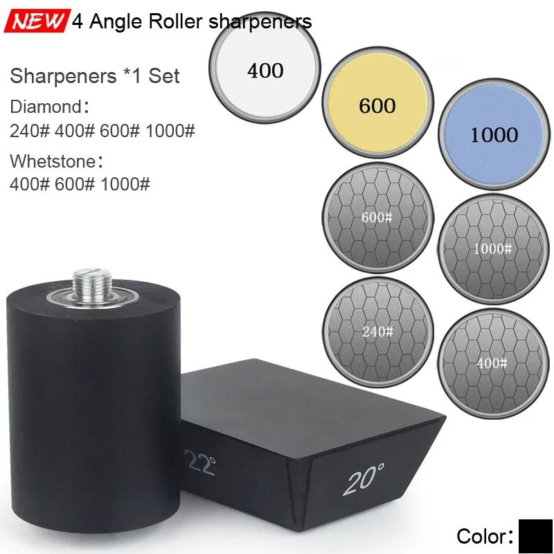 Professional Roller Knife Sharpener Black Wooden Roller Knife Sharpener Magnetic Quad 15/18/20/22° Kitchen Sharpening Tool Set