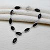 Schwarze Onyx 925 Sterling Silber Halskette, Edelstein Marquise handgemachte Halskette Geschenk für ihre Mutter, Jubiläumsgeschenk