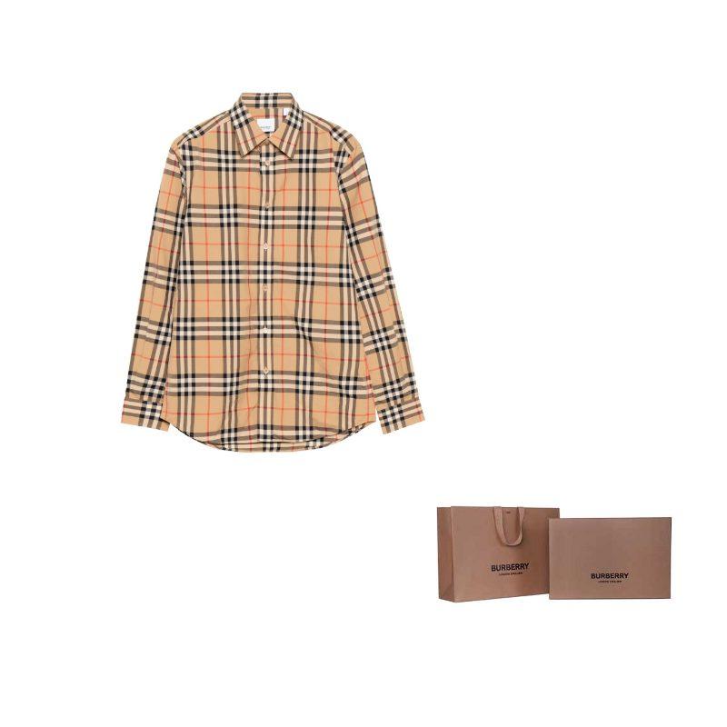Burberry Men's Point Collar Check Long Sleeve Shirt 80208631