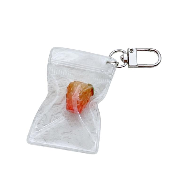 Fashionable Clear Fruit Bag Keychain Playful Clear Fruit Bag Charm Elegant Keychain Bag Key Rings for Personalization