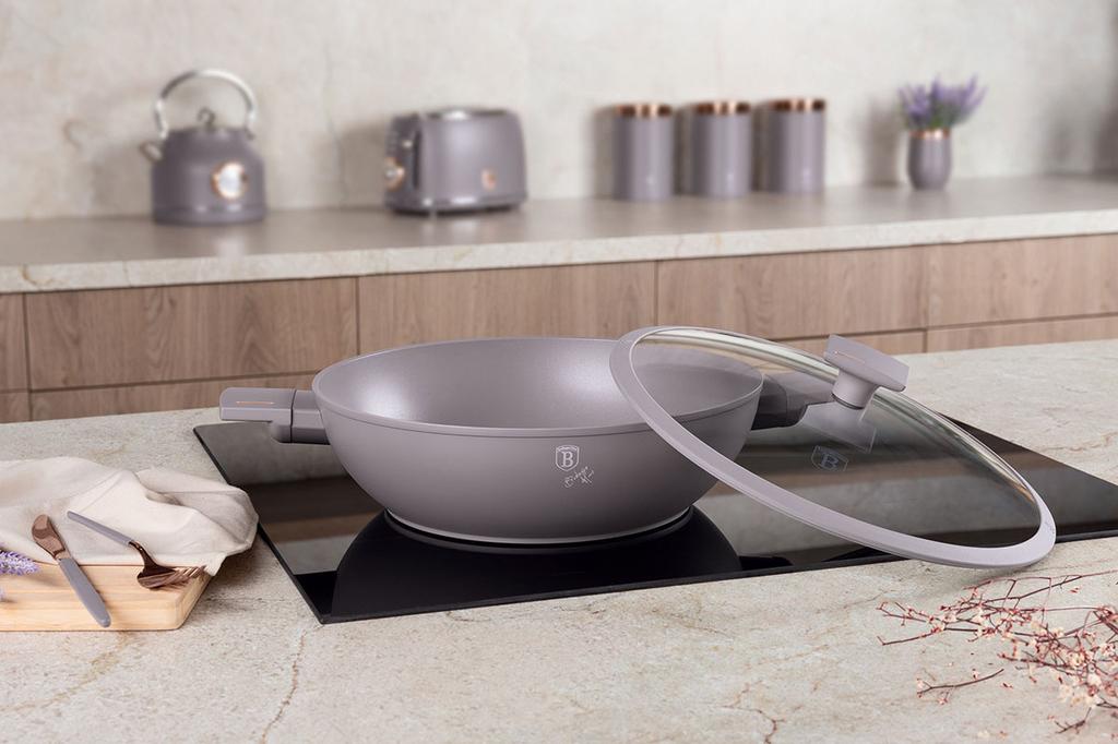 TITANIUM WOK WITH LID 30cm BERLINGER HAUS BH-8095 TAUPE