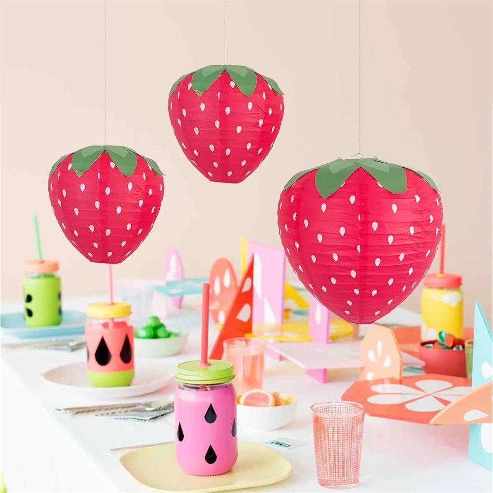 day 3D Strawberry Festival Lantern Paper Lanterns Strawberry Lanterns Hanging Lantern Ball