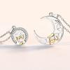 Star Moon Couple Necklace Female Collar Neck Chain Crescent Pendant Minimalist