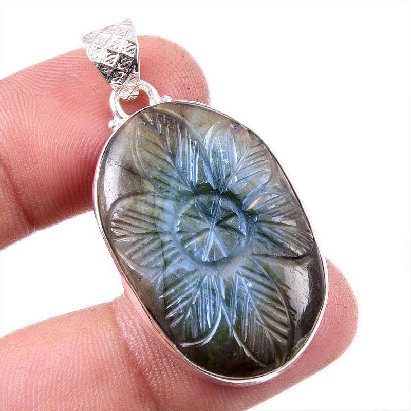 

Natural Labradorite Gemstone 925 Solid Sterling Silver Gift Pendant 1.75 k5l08