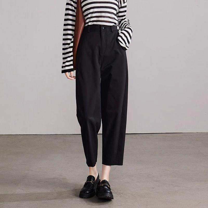 

2025 Women s Scythe Harem Pants: High-Waist, Loose, Casual, Non-Iron, Flaw-Covering M чёрный