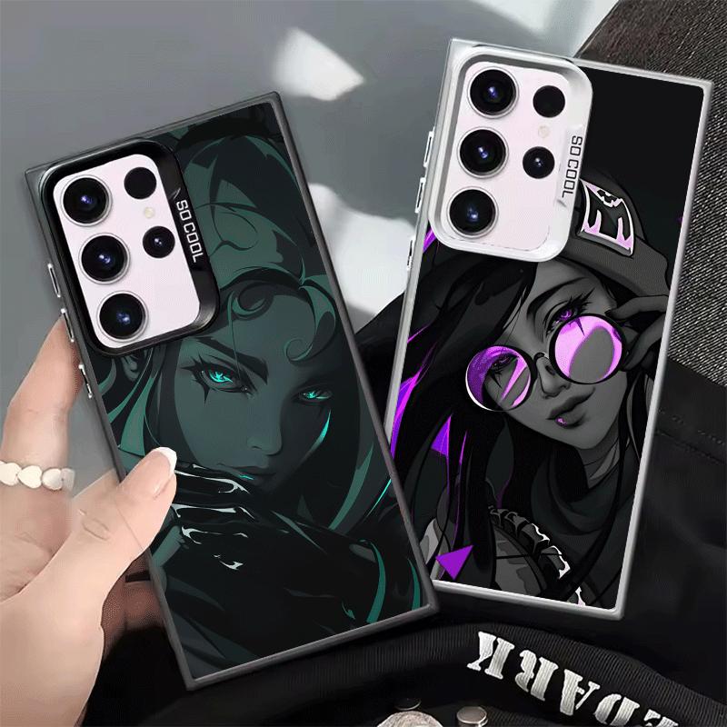 V-Valorant Game Black Cool Soft Phone Case for Samsung Galaxy S24 S25 FE S26 Edge S23 Ultra S22 Plus S21 + Shockproof Cover Back