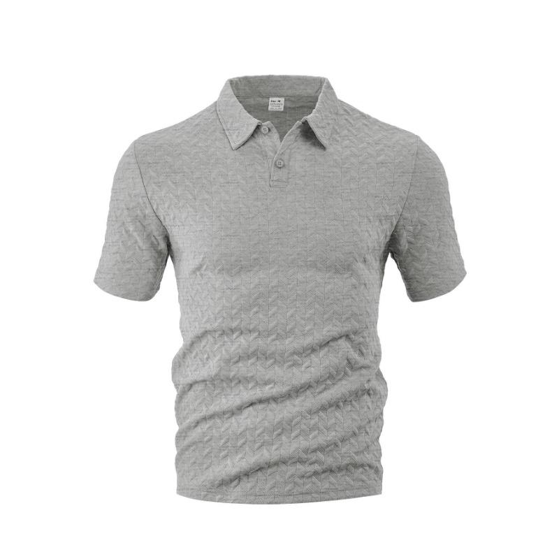 Men Jacquard Fabric Polo Shirt Summer Thin Breathable Moisture Wicking Short Sleeve T Shirt