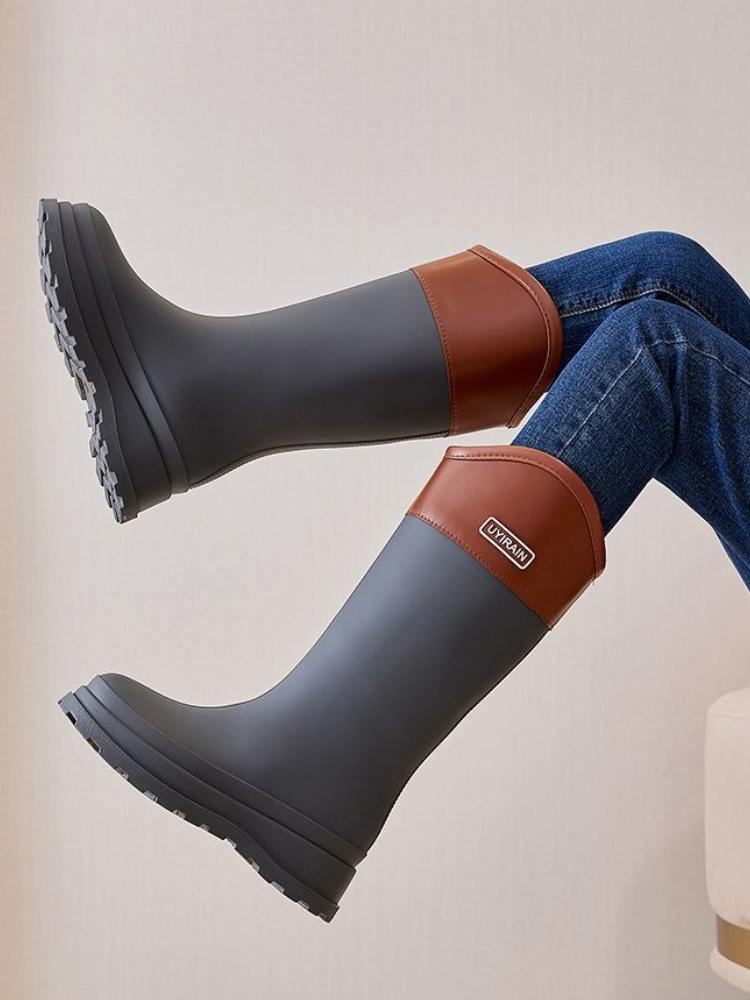 Damen Kniehohe Wasserdichte Regenstiefel Schwerlast Rutschfest Dicke Sohle Arbeits- & Küchen Wasserdichte Schuhe Große Größe