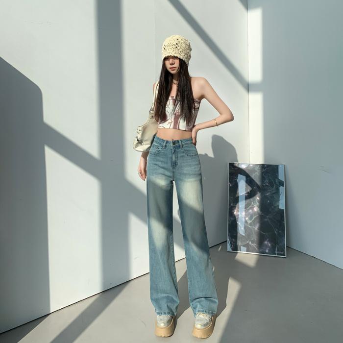 

Супермягкие свободные прямые джинсы в американском стиле для женщин, весна, узкие джинсы с широкими штанинами для женщин, весна, широкие джинсы для женщин, весна 2XL