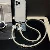 Fashion Pearl Bow Beaded Crossbody Phone Chain, Anti-Drop Long Hand Lanyard, Stylish Shoulder Strap for Women & Girls