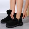 Autumn Winter Short Tube Suede Snow Martin Boots for Women Cross-Border Large Size Zipper Fur Plush Thick Cotton Boots Shoes 36-42