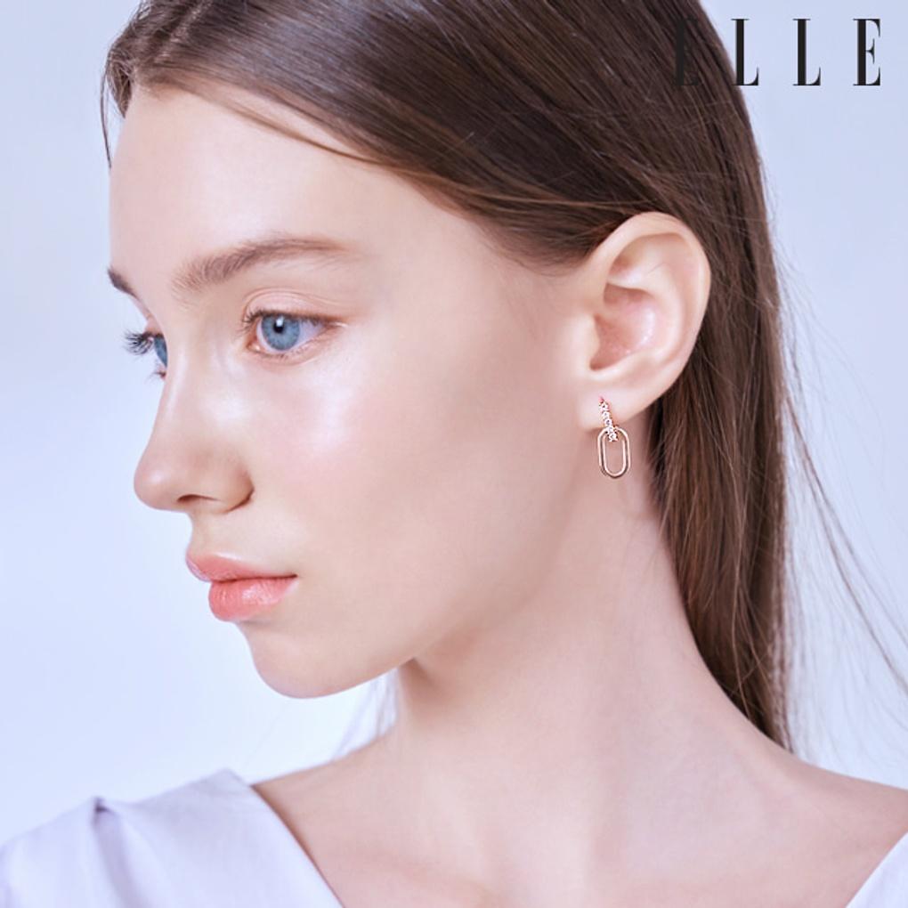 14K Casper Cubic One-Touch Earrings (Gold Pin) ELGPEE444