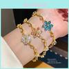 Flower Pendant Bracelet 18k Gold Plated Zirconia Elegant Jewelry For Women