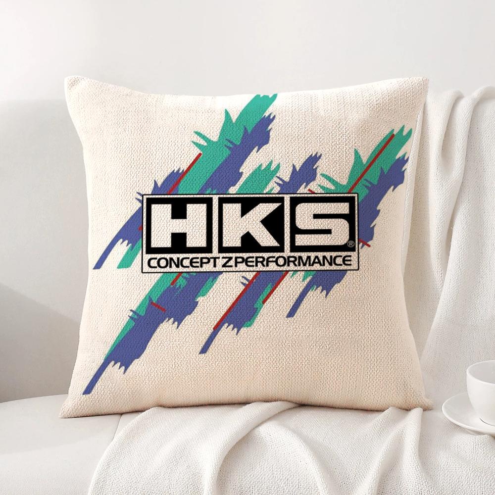 Retro Pattern H-Hks Cushion Cover Summer Coolness Linen Fabric Double-Sided Printing Pillow Case Sofa Home Decor Gift