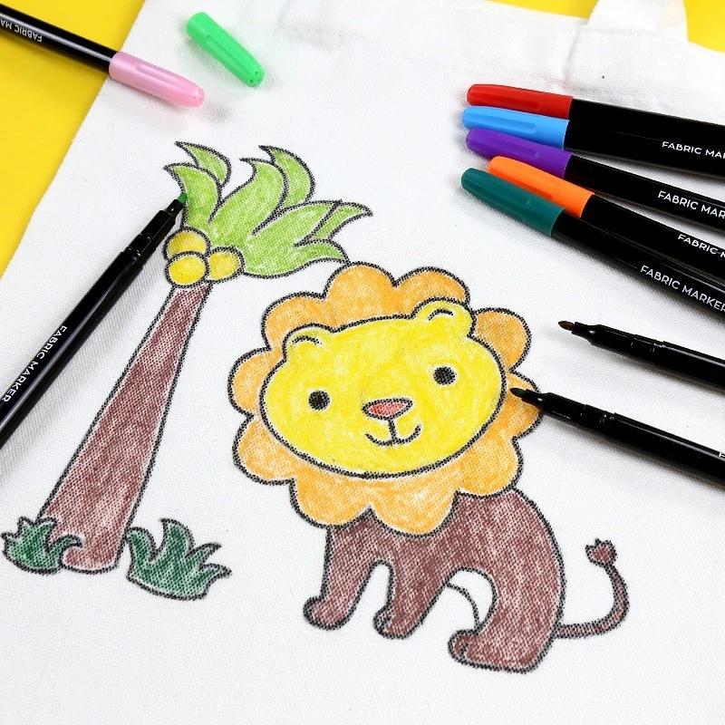 12 Colors/set Water Resistant Colorfast Fabric Textile Marker Pen Permanent Pen for DIY Clothes Art Graffiti Drawing Painting Pen