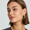 European and American INS Personalized Retro Hammer Pattern Pleated Moon Stud Earrings Plated with 18K Gold Stainless Steel Waterproof Design Earrings