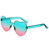 Love Heart Shape Sunglasses Women Rimless Frame Tint Clear Lens Colorful Sun Glasses Female Red Pink Yellow Shades Travel