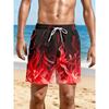 Fashionable Comfortable Plus Size Drawstring Loose Flame 3D Shorts Men Creative Colorful Summer Leisure Holiday Cool Daily Versatile Shorts