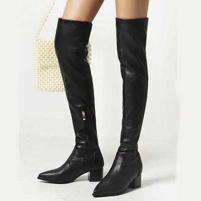 Fashion Fashion Over the Knee Μπότες Γυναικείες Σέξι ελαστικές δερμάτινες ψηλές μπότες μηρούς Γυναικείες φθινοπωρινές χειμερινές ψηλές ψηλές ψηλές μπότες για πάρτι Lady Big Size