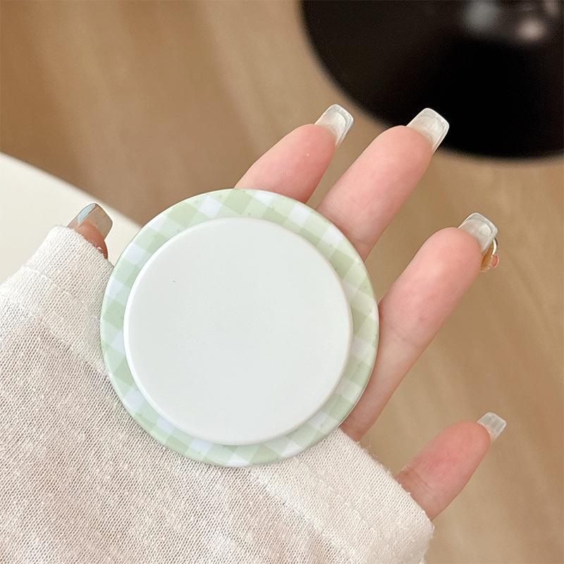 Plaid Simple Round Mobile Phone Airbag Bracket Magnetic Suction Telescopic Ring Wind Desktop Watching Drama Support