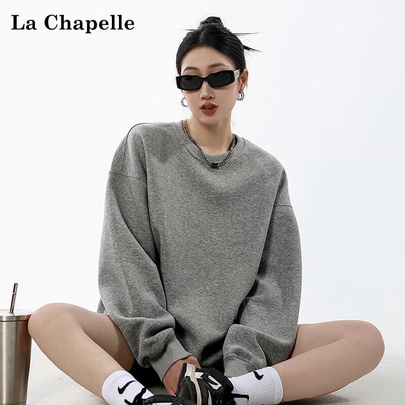 La Chapelle American Style Unlined Drop Shoulder Round Neck Sweatshirt
