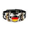 Factory National Country Flag Design Bracelet Crystal Bead Snap Button Sports National Team Jewelry Gift Leather Wrap Bracelet