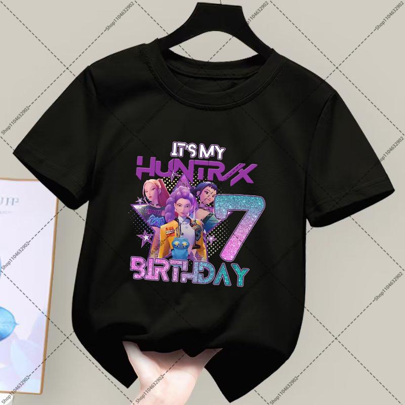 

Kpop Охотники на демонов Футболки для мальчиков и девочек на день рождения Футболки с принтом мультяшного аниме Номер 1-9 Детская одежда Летние топы для детей 130