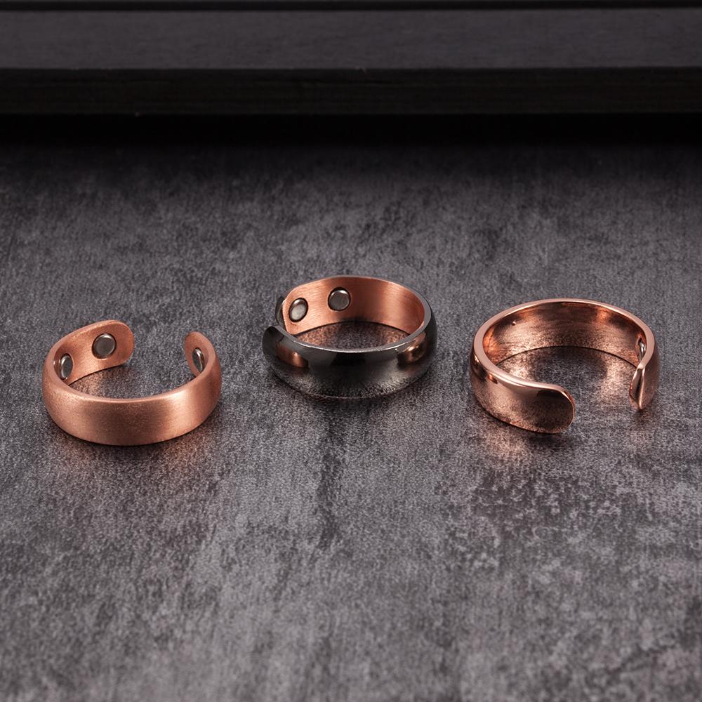 Vinterly Kupfer Magnetischer Ring Herren Mattes Finish Gesundheit Energie Einfaches Verstellbares Armband Reines Kupfer Ringe für Herren Damen Schmuck