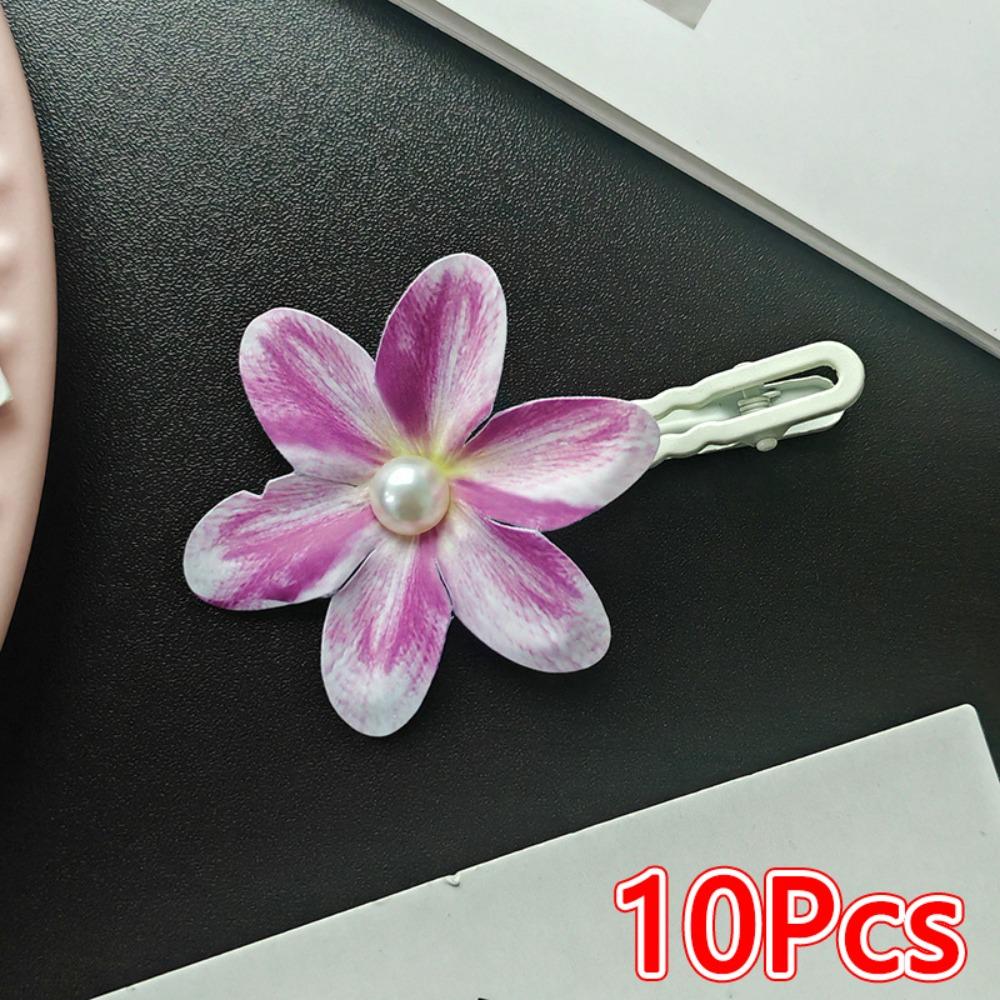 10Pcs Multicolor Duckbill Hair Clip Orchid Floral Hair Clip Gifts Side Bangs Clip Hair Accessory
