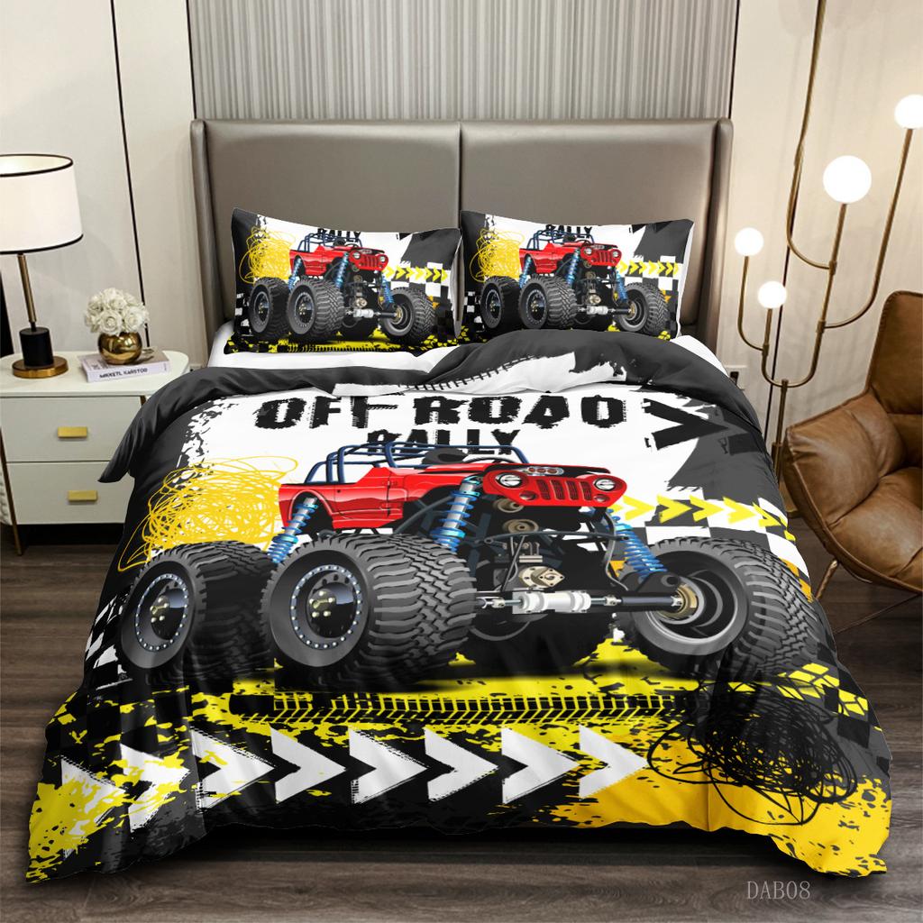 Off-Road Car Series 3D Digital Printing Kit Bedding Quilt Cover Pillowcase Three-Piece Set