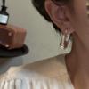 S925 Sterling Silver Niche Design Sense Croissant Hollow Ear Buckle Korean Style Retro Earrings