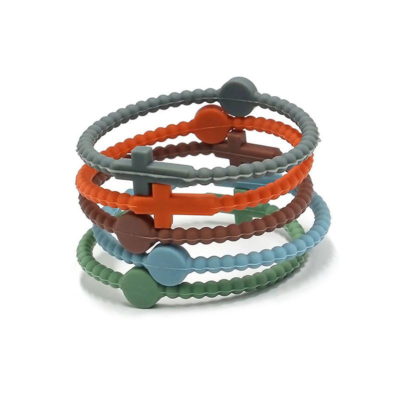 

5 шт. Простой браслет с крестом Силиконовые тонкие браслеты Детские разноцветные браслеты as the picture