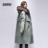 XueZhongFei Women's Mid-length Down Parka with Raccoon Fur Hood