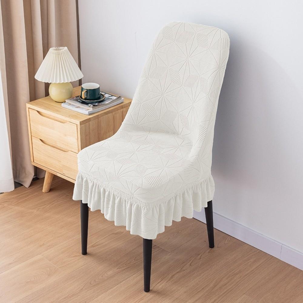 

New Elastic Stretch Jacquard Chair Cushion Cover Waterproof Dustproof Curved Chair Cover Solid Color Seat Covers Home Dining бежевый