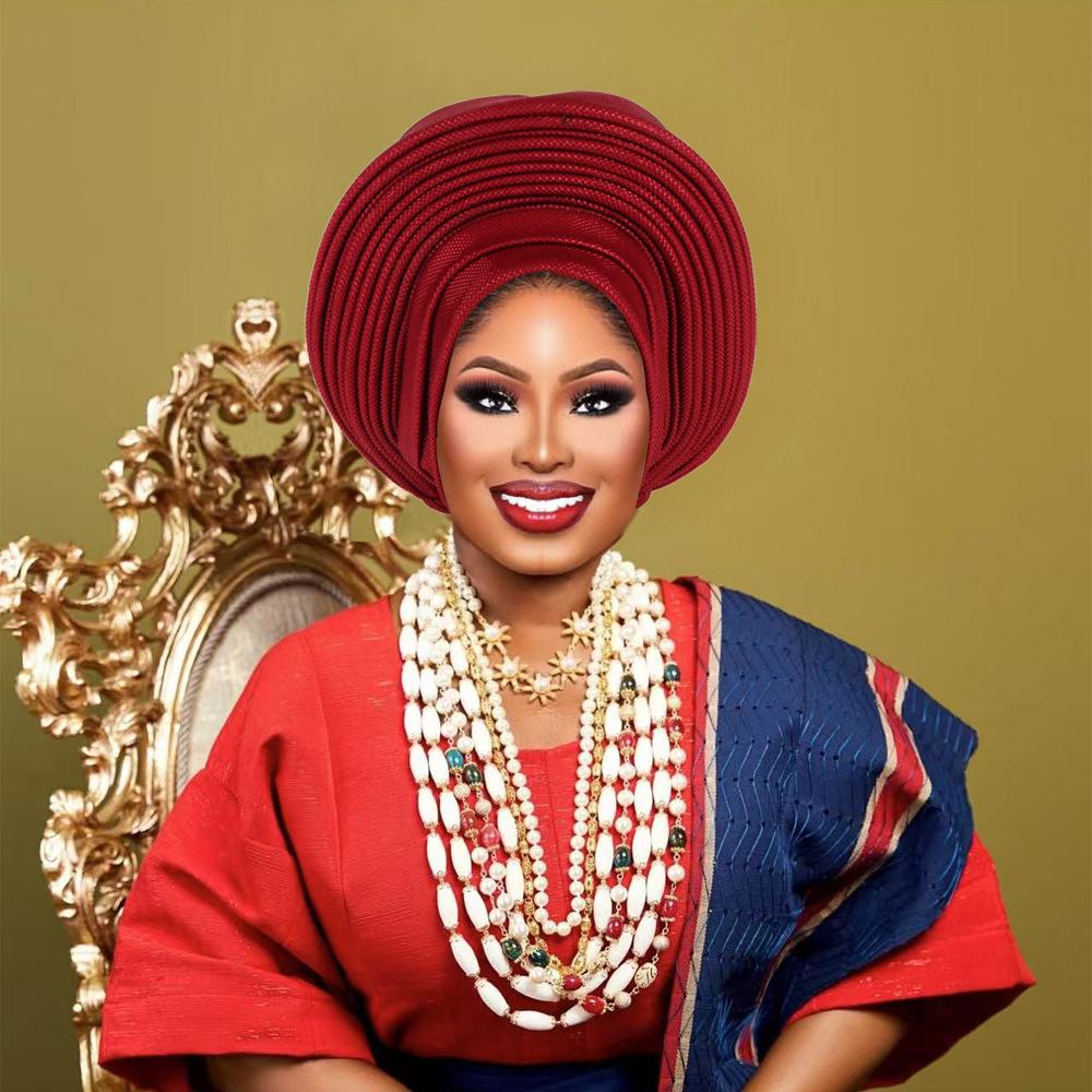 Nigeria Kopfbedeckungen Hochzeitsfeier Kopfschmuck Elegante Afrikanische Kopfbedeckung Turban Bereits Fertig Damen Auto Gele Damen Kopfwickel