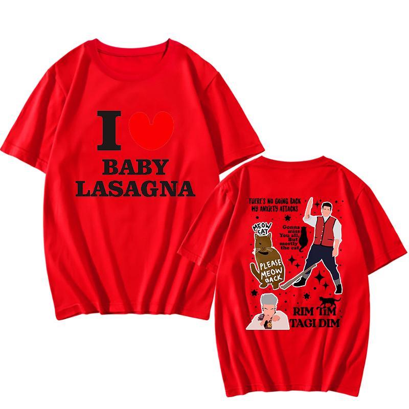 

Футболки с надписями «I Love Baby Lasagna Meow Cat Please Meow Back» Летняя футболка унисекс с коротким рукавом из хлопка Футболки с забавным графическим принтом Топы 4XL