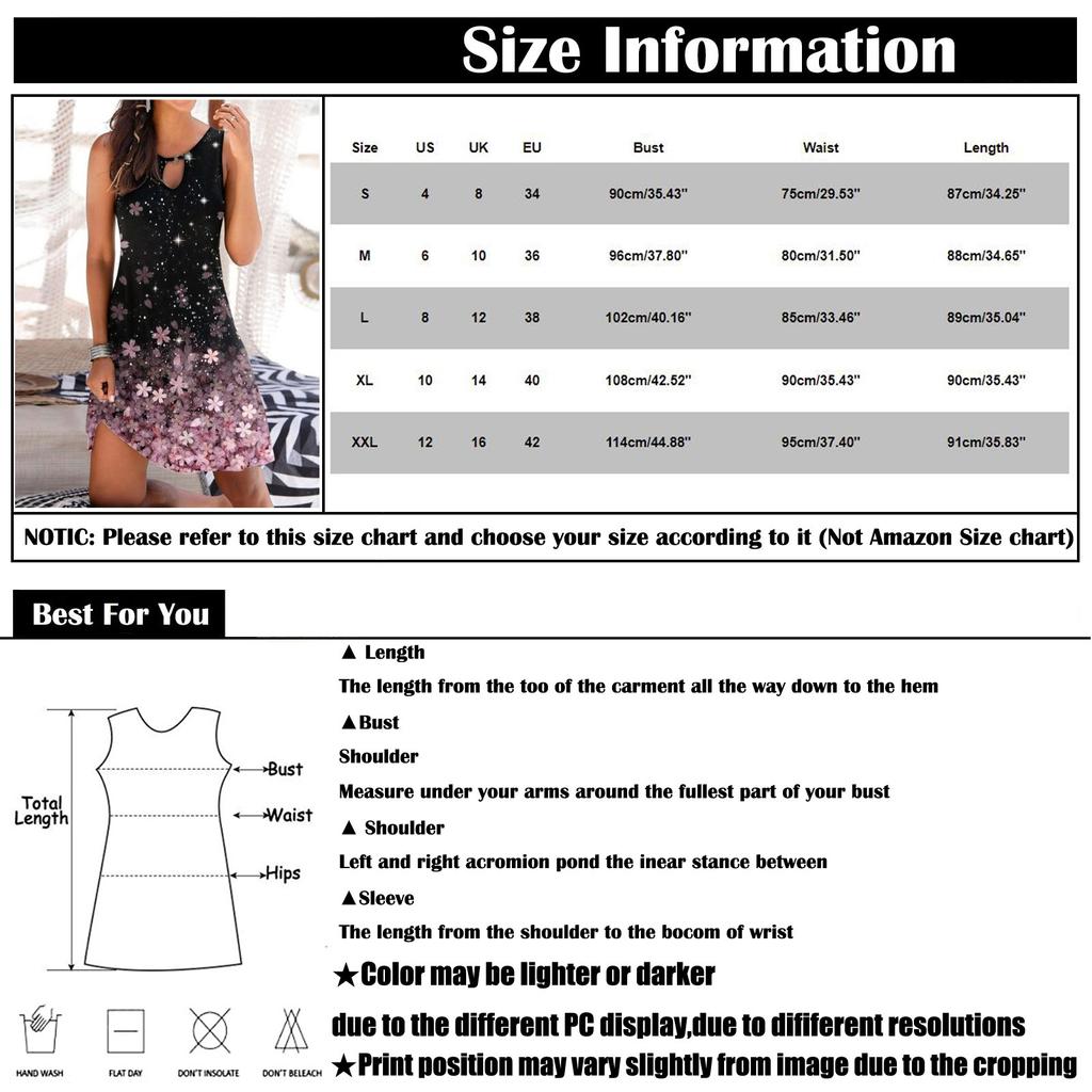 Fashion Women Summer  Print Hollow Out Sleeveless Loose  Mid Dresses