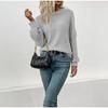 Autumn Casual Top Multi-Color Crew Neck Long Sleeve Jacquard Solid Color Women Sweater