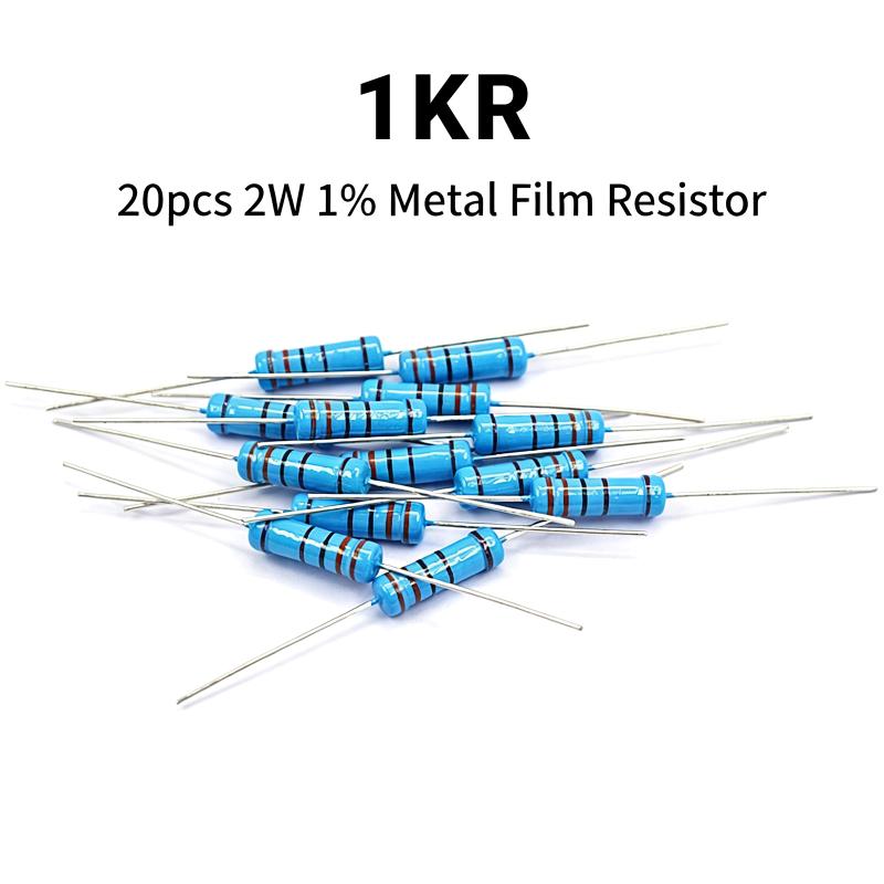 2W 1% Low Error Metal Film Resistor Assortment 20Pcs 1R-10M for PCB Design and Prototype Production