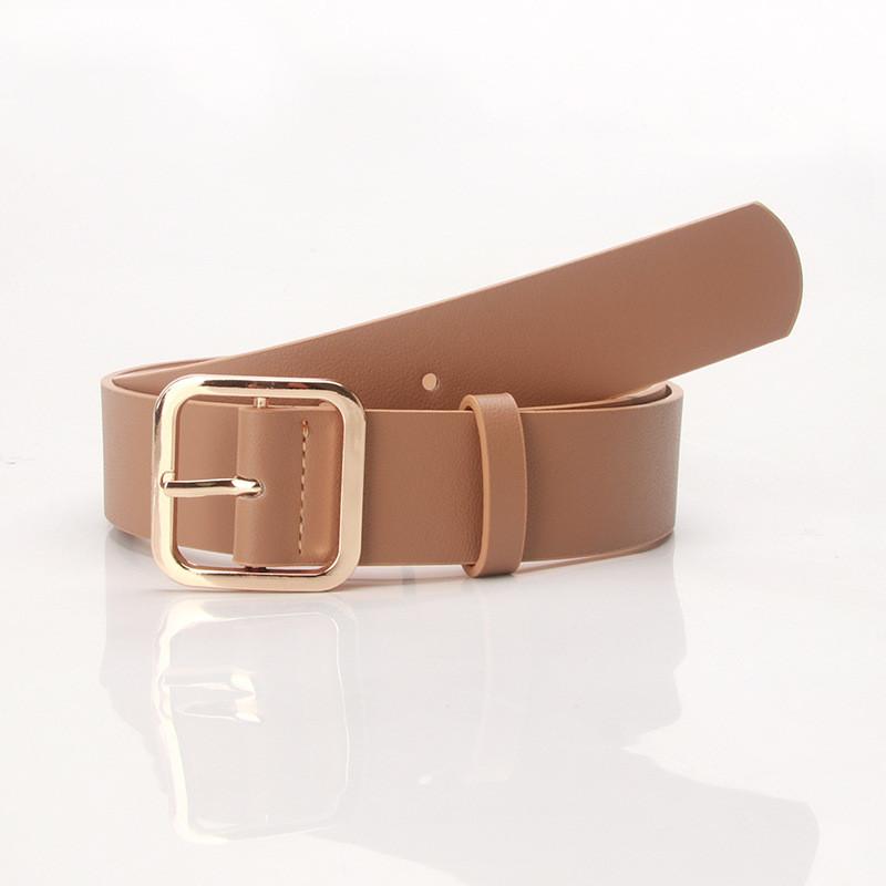 Minimalist Woman Leather Belt With Square Buckle Pu Material For Casual And Office Wear