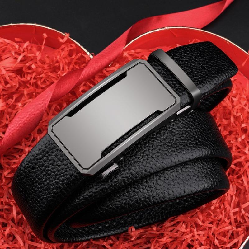 Meier First-layer cowhide automatic buckle men belt genuine leather business genuine black pants wide waistband