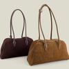 Women's Suede Shoulder Bag – Brown Soft Leather Handbag for Everyday Use, Fashionable and Durable Tote Purse