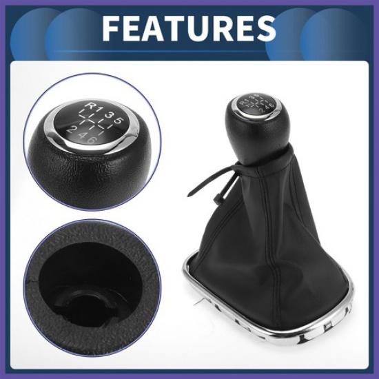6 Speed Gear Shifter Knob W/ Cover For Chevrolet Cruze 2010-2015 Plastic Black