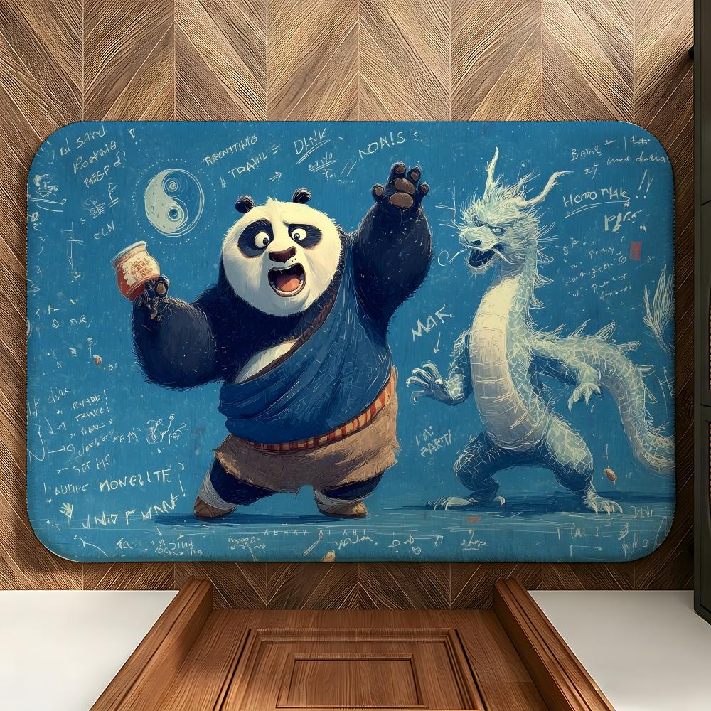 Movie K-Kung Fu P-Panda Floor Mat Soft Flannel Floor Mat Suitable for Entryways, Living Rooms, Bedrooms, and Bathrooms
