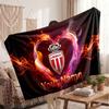 Monaco FC Personalized Fleece Blanket With Football Logo, Custom Name Text Soft Warm Home Throw Blanket